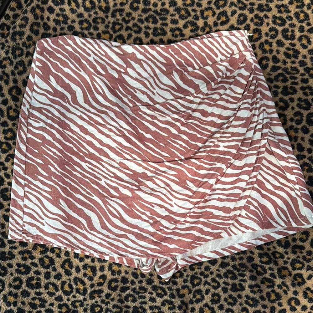 Burnt Orange Zebra Print Skort